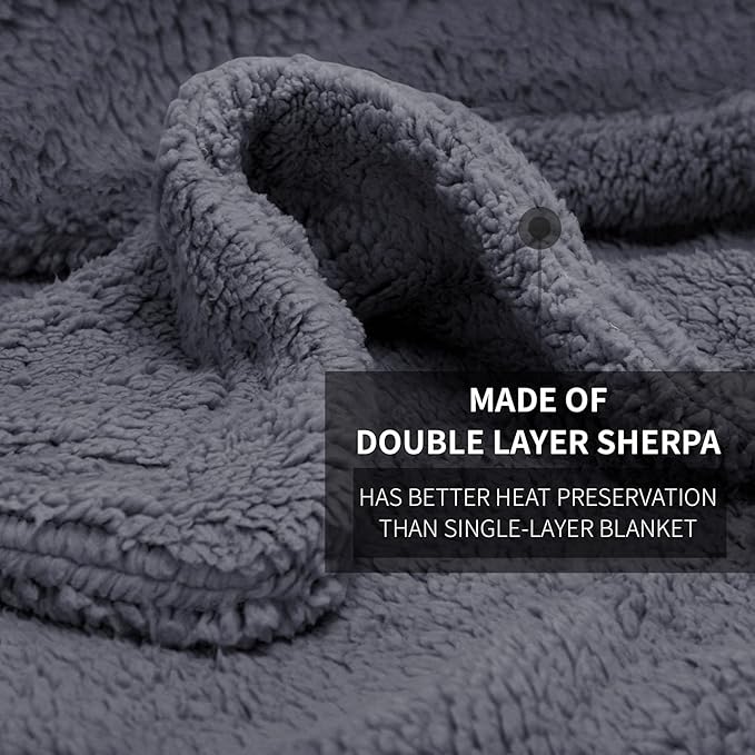 furrybaby Dog Blanket Soft Dog Blankets for Large Dogs Puppy Essentials Washable Fluffy Sherpa Fleece Cat Blanket 40x47 Inches for Bed Furniture Couch Sofa (Double-Layer Large, Grey)
