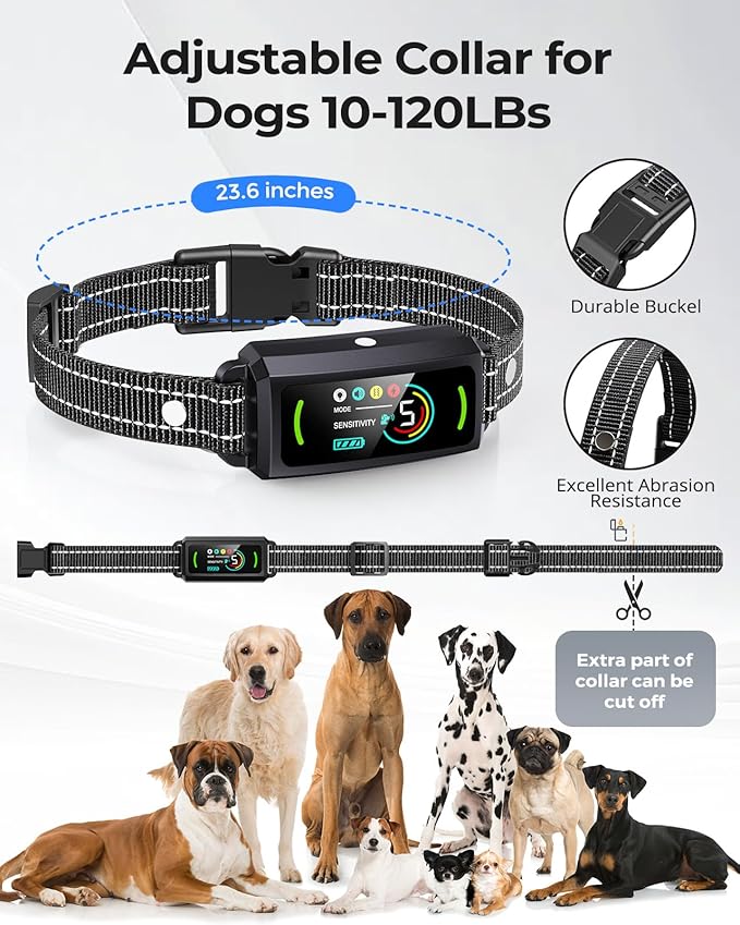 Dog Bark Collar, Bark Collar 2 Pack, Anti Barking Training Collar with Flashing Light, 5 Adjustable Sensitivity Beep Vibration, Bark Collar for Large Medium Small Dogs