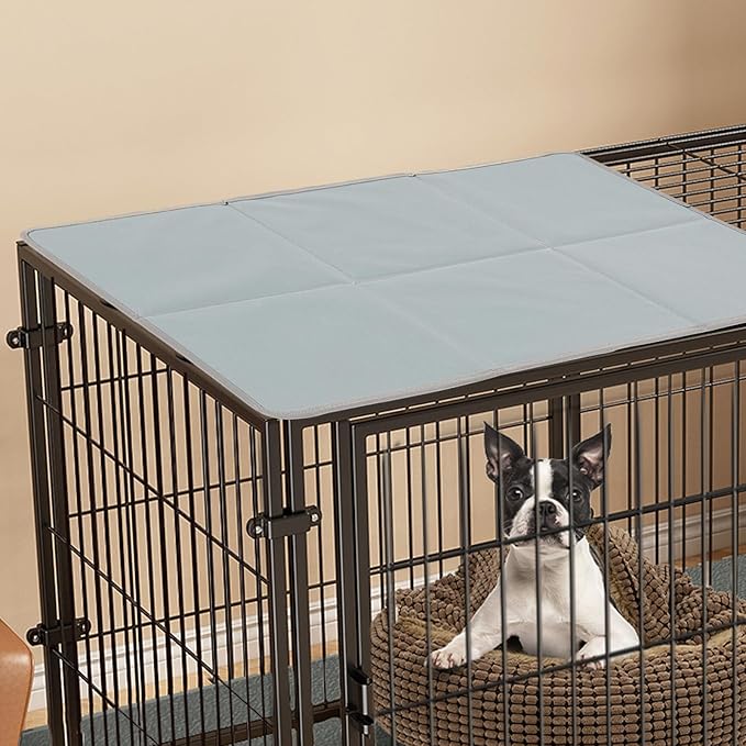 Pethiy Dog Crate Topper Oxford Cloth for 30 Inch Cages Collapsible Pet Crate Table Topper with 6 Magic Tape Fixed,Fits Most 24-48 inch Dog Crates (Dog Crate Not Include)