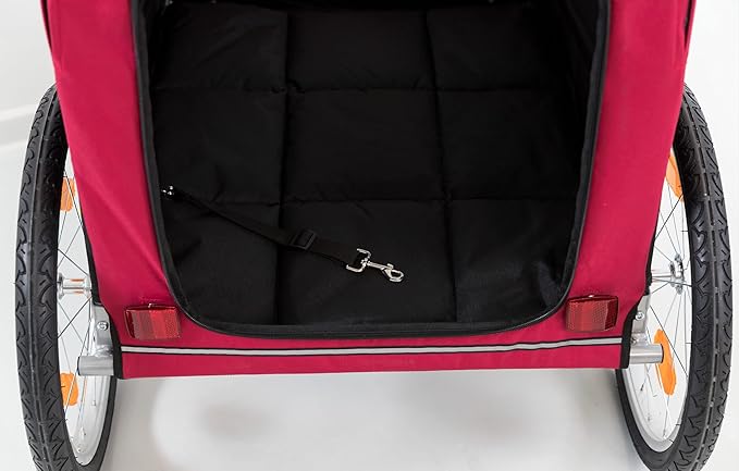 TRIXIE Convertible Dog Bike Trailer and Pet Stroller for Small to Medium Dogs up to 48 lbs, Quick Set-up and Fold Down, Red