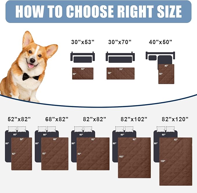 Smiry Waterproof Dog Blanket, Reversible Dog Bed Cover Pet Blanket, Soft Couch Cover for Dogs Washable, Bed Couch Sofa Furniture Protector for Puppy Cat Kids (30"x53", Brown/Chocolate)