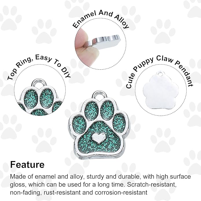 MECCANIXITY Cat Dog Paw Charm Footprint Paw Print Charm Alloy Enamel Pendants for DIY Jewelry Making, Earrings Necklaces Bracelets, Crafts