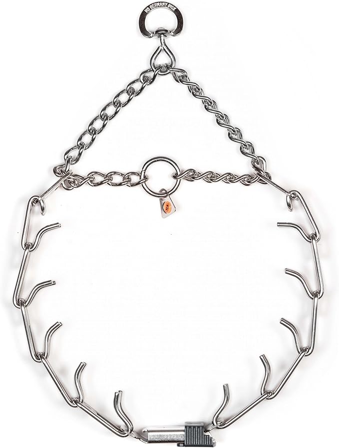 Herm Sprenger Dog Training Prong Collar with Quick Release Cliclock Buckle & Swivel Ring | Adjustable Length Stainless Steel Collar Made in Germany for Large Dogs up to 20" Neck (3.2mm Prongs)