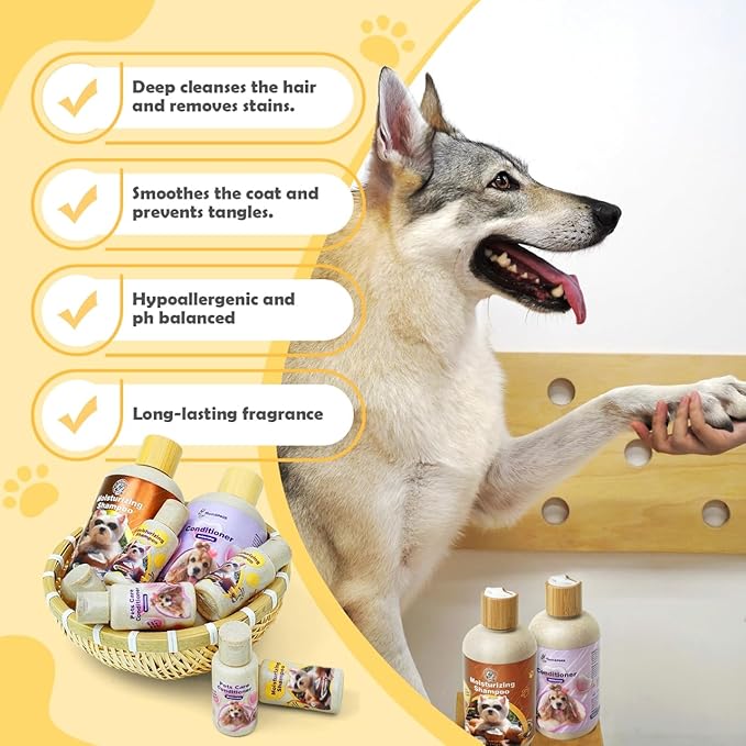 Dog Shampoo and Conditioner, Dog Hypoallergenic Shampoo for Dog Sensitive Skin and Dog Itching Skin Relief, Dog Shampoo for Smelly Dogs, Balance The Ph of Your Dog's Skin(Net 2.03 FLOz )