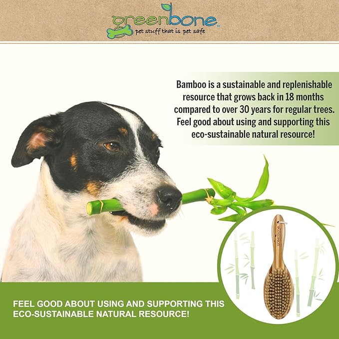 Pet Spa Bristle Brush - All-Natural Bamboo Pet Grooming Brush - Entirely Made from Sustainable Bamboo for Dogs & Cats