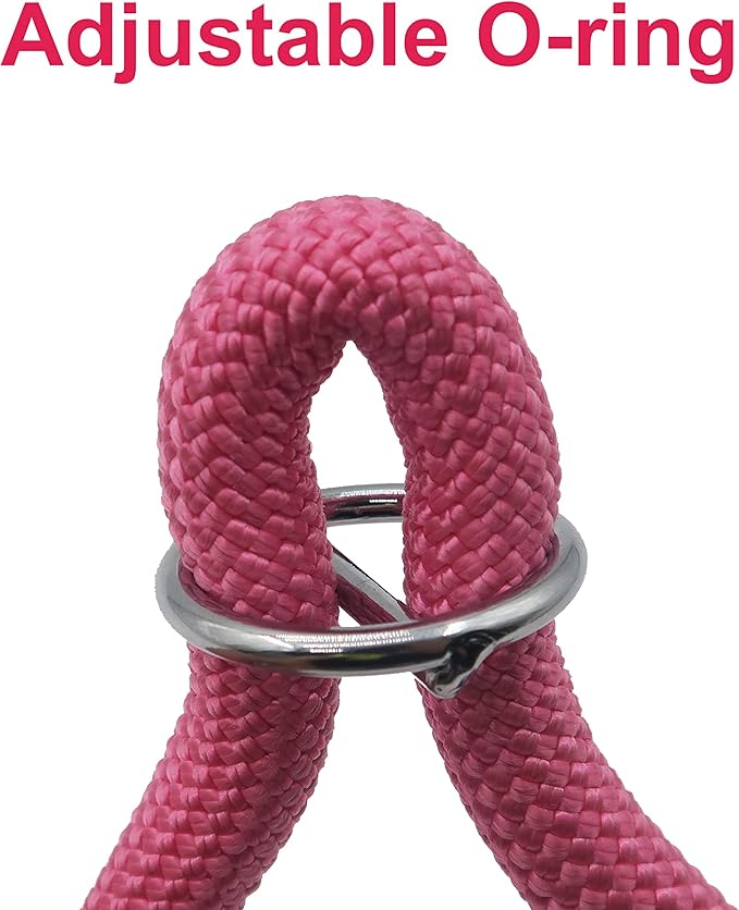 Braided Rope Collar, Pro Training Dog Collar, No Pull Round Martingale Collar, Slip Collar with Slidable Stop Ring - Ideal for Large Dogs (XL(1/2") - 26" Long, Pink)