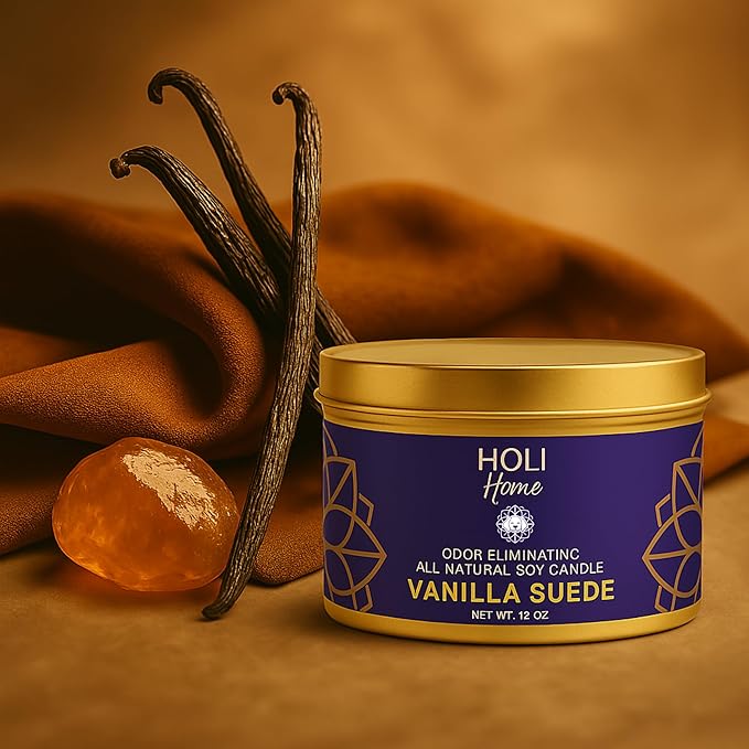 HOLI Pet Odor Eliminator Candle – Vanilla Suede Scent – All Natural Soy Wax, Paraben & Phthalate Free, Pet Safe, Long-Lasting 30-Hour Burn, Non-Toxic & Plastic-Free Air Freshener for Home