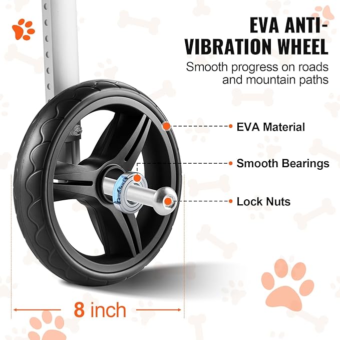 VEVOR Dog Wheelchair for Back Legs, Pet Wheelchair Lightweight & Adjustable Assisting in Healing, Dog Cart with 2 Wheels for Injured, Disabled, Paralysis, Hind Limb Weak Pet (Large)