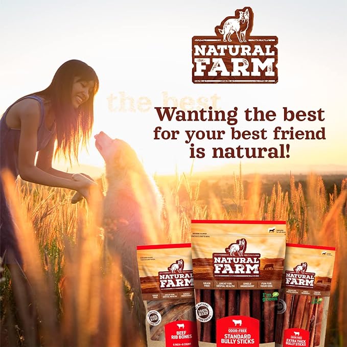Natural Farm Collagen Sticks 6-Inch Dog Chews - Odor-Free, 95% Natural Collagen Supports Healthy Joints, Skin & Coat - Small, Medium Dogs β Lasts 20% More (6 inch, 5 Pack)