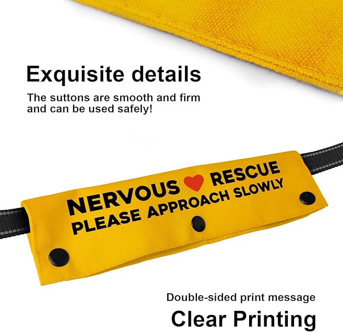 YROVWENQ Nervous Rescue Please Approach Slowly Yellow Sleeve - Funny Dog Leash Wrap for Dogs