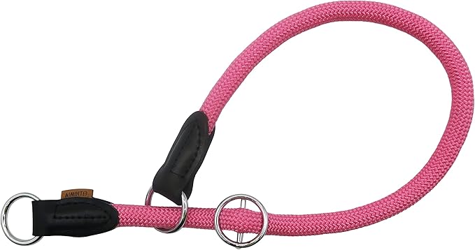 Braided Rope Collar, Pro Training Dog Collar, No Pull Round Martingale Collar, Slip Collar with Slidable Stop Ring - Ideal for Large Dogs (XL(1/2") - 26" Long, Pink)