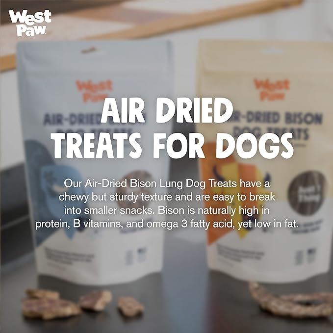 WEST PAW Air Dried Bison Lung Dog Treats – Farm Fresh Bison Lung Snacks for Dogs – Wholesome Canine Treat – Vitamins, Minerals, Proteins – One-Ingredient Treat – 2.5 Oz. (1 Pack)