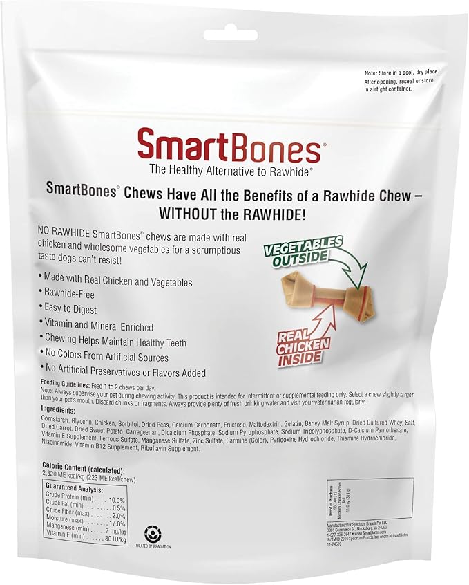 SmartBones Medium Chews, Treat Your Dog to a Rawhide-Free Chew Made with Real Meat and Vegetables, 4 Count