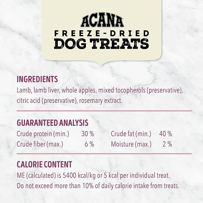 Singles Freeze Dried Dog Treats, Limited Ingredient Grain Free Lamb & Apple Recipe, 3.25oz