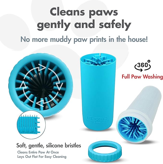 Dexas Blue Large Dog Paw Cleaner for Dogs - Premium Quality Pet Supplies and Dog Accessories - Easy to Use and Clean, Mess Free, Essential Dog Product