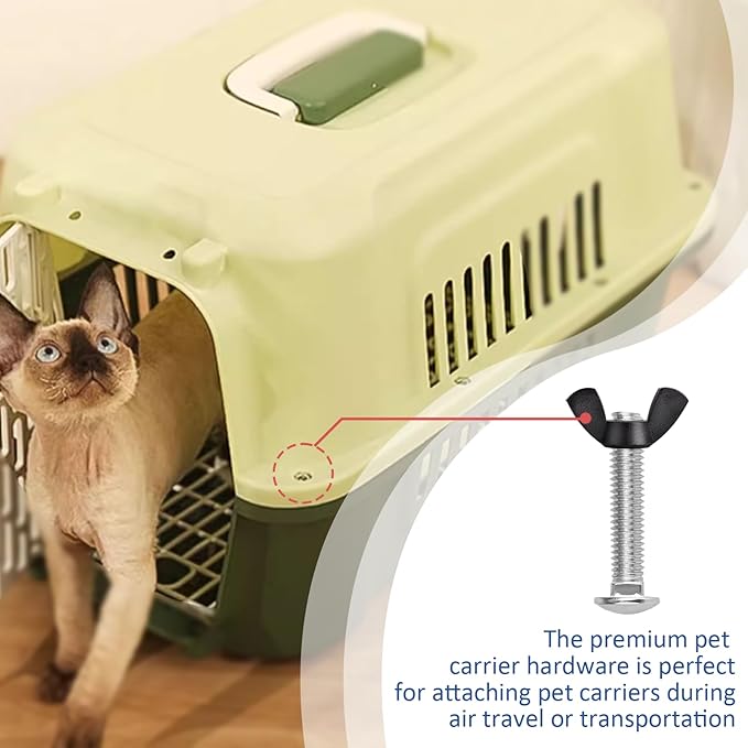 M6 Pet Carrier Fasteners Kennel Replacement Bolts for Plastic Cat Crate and Dog Crate Dog Kennel Accessories Cat Cage Carrier Parts(12 Set)