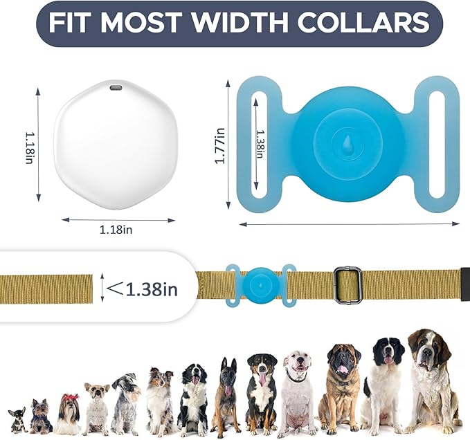 GPS Tracker for Dogs, Mini GPS Cat Tracker, Dog Tracking tag with Holder, No Monthly Fee,Work with Apple Find My(iOS Only),Dog Tracking Device,Anti-Lost,Finder Tag for Vehicles/Pets/Kids/Items (Blue)