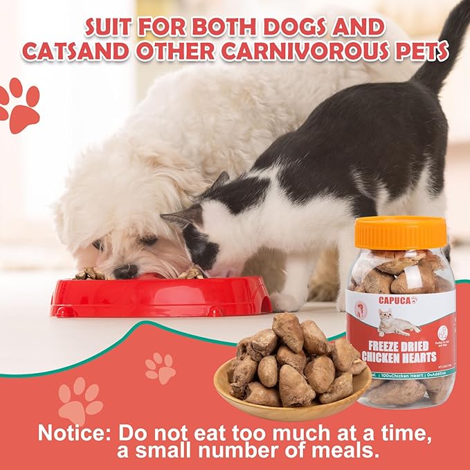 Chicken Hearts Dog Treats - Freeze Dried Chicken Heart Cat Treats Single Ingredient All Natural High Protein Pet Treats(3.5OZ)