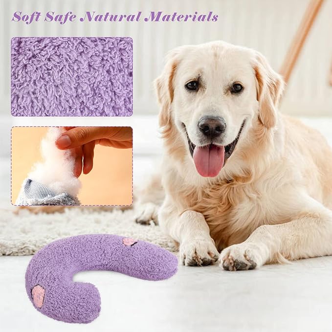 T'CHAQUE Dog Pillow Bed, Cat Calming Pillow, Dog Neck Pillow for Joint Relief Sleeping, Ultra Soft Half Donut Cuddler, Pillow Pet for Upper Spine Support, Doggy/Kitten Pillow Training Toy,Purple