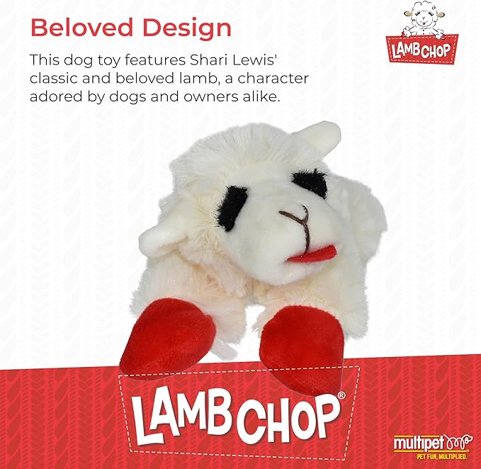 Multipet INTERNATIONAL 843140 Lambchop Plush Squeak Toy Mini for Pets, 6-Inch, White, small