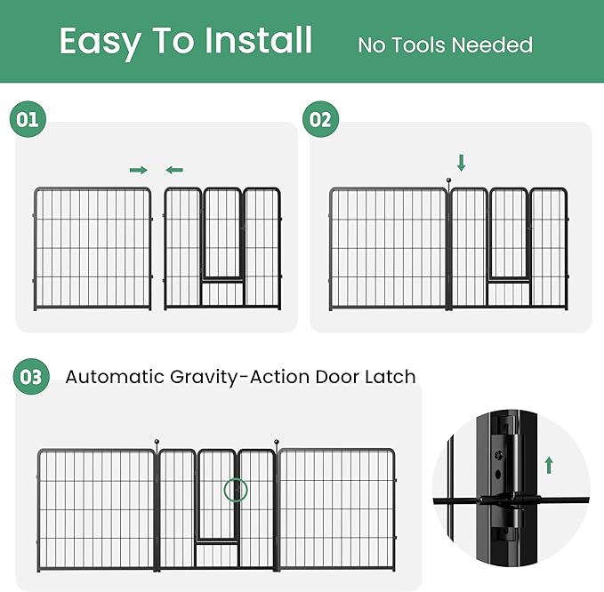 InfiniPower Dog Playpen for Yard, RV, Camping, 24 Inch 8 Panels Play Pen Indoor, Heavy Duty Indoor Outdoor Exercise Dog Pen for Puppies/Small Dogs, Black