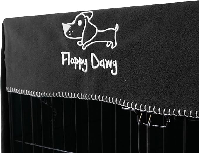 Floppy Dawg Crate Cover. Fits 42 Inch Dog Crates or Smaller. Easy to Put On, Take Off, and Adjust. Doubles as a Comfy Blanket. Slate Gray Lightweight and Breathable Polar Fleece
