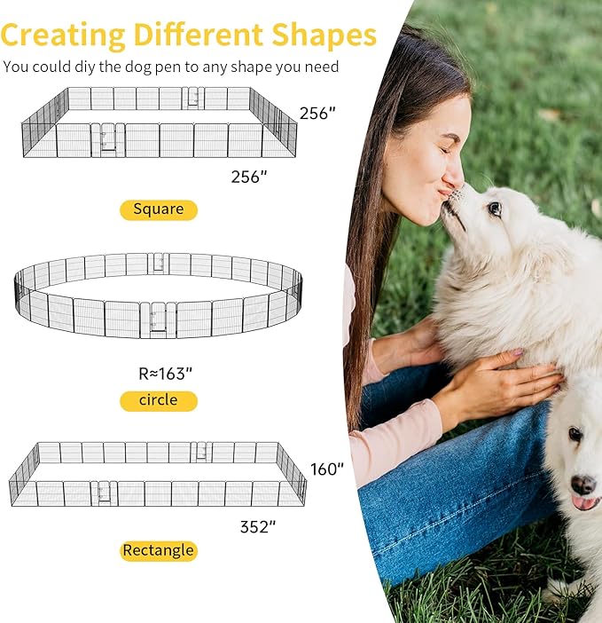 FDW Dog Playpen Dog Pen Dog Kennel 32 Panels 32 Inch Height Indoor Outdoor Folding Metal Portable Puppy Exercise Pen Heavy Duty Dog Fence for Yard Camping,Black