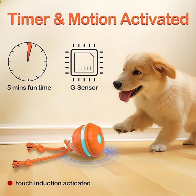 Peppy Pet Ball for Dogs, Dog Interactive Toys Dog Ball,Motion Activate Rolling Ball for Puppy/Small Dogs, Automatic Moving Dog Toy,USB Rechargeable (Dog Ball)