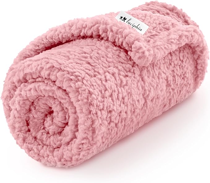 Luciphia Premium Fleece Dog Puppy Blanket Soft Pet Sherpa Calming Cat Blanket Throw for Small Medium Dog Cat(Pink,41x31 inches)