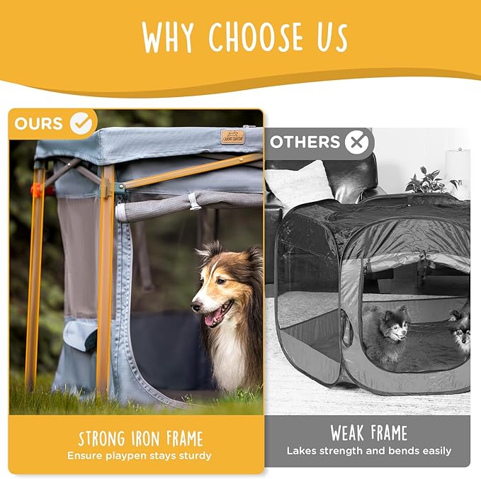 Zora Portable Pet Playpen, Foldable Dog Playpens for Indoor and Outdoor Exercise, Pop Up Pet Fence with Carrying Case for Dogs/Puppies, Dove Gray, 49" x 49" x 28"