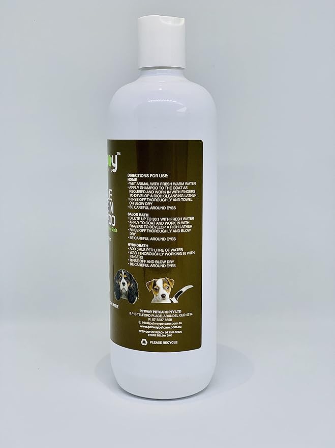 Petcare Dog Shampoo for Pets with Sensitive Skin, Gentle Protein Pet Shampoo with Baking Soda and Aloe Vera, Gluten Free, Eliminates Pet Odor, Dandruff, 250ml