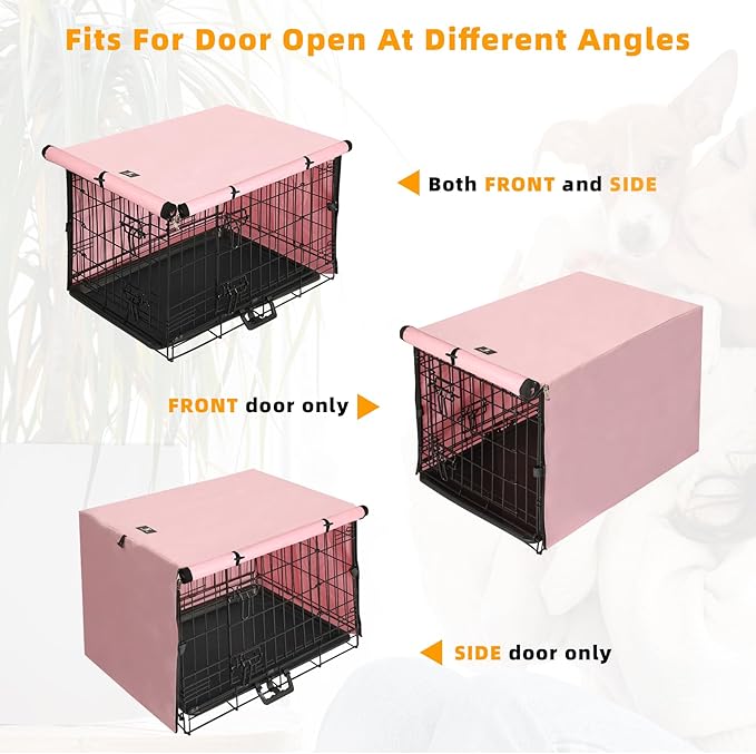 X-ZONE PET Double Door Dog Crate Cover - Polyester Pet Kennel Cover Fits 30 inches Wire Dog Cage Pink