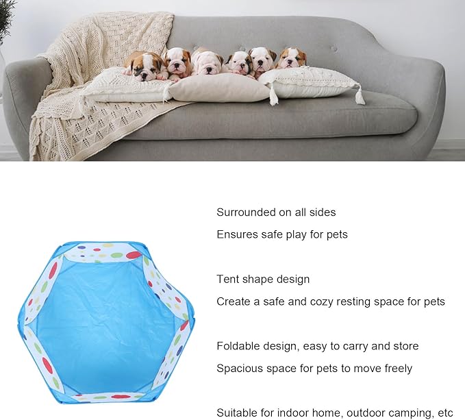 Portable Pet Playpen, Foldable Dog Playpen Pet Exercise Pen Tents Puppy House Playground Small Animals Tent for Indoor Outdoor Kitten Puppy Hamster Camping