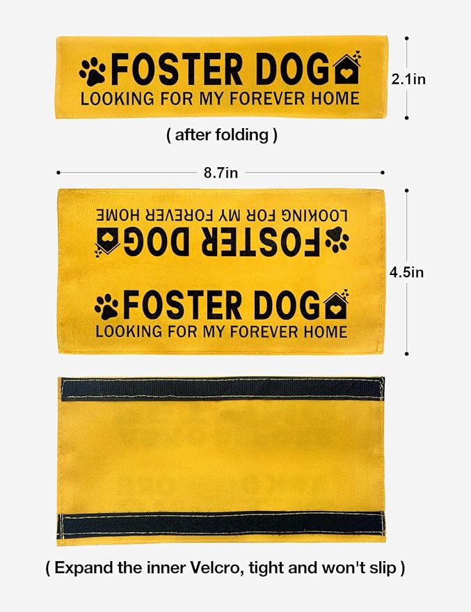 Yellow Foster Dog Looking for My Forever Home Dog Leash Sleeve, Funny Dog Tags Dog Leash Sleeve Wrap Alert Hanging ID Patch Tag, Pet Dog Birthday Service Dog Leash Gift for Dog Owners