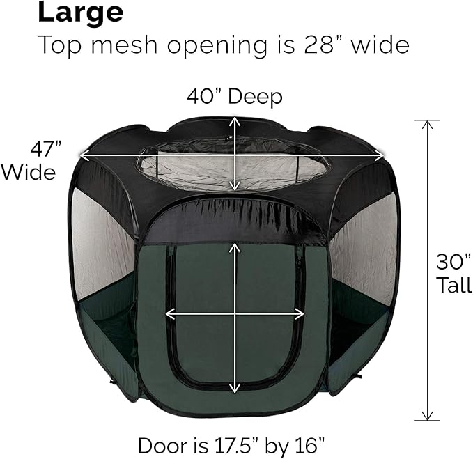 Furhaven Portable Dog Playpen Cat Tent, Pet playground/kennel foldable indoor outdoor zippered puppy crate - Hunter Green, Large
