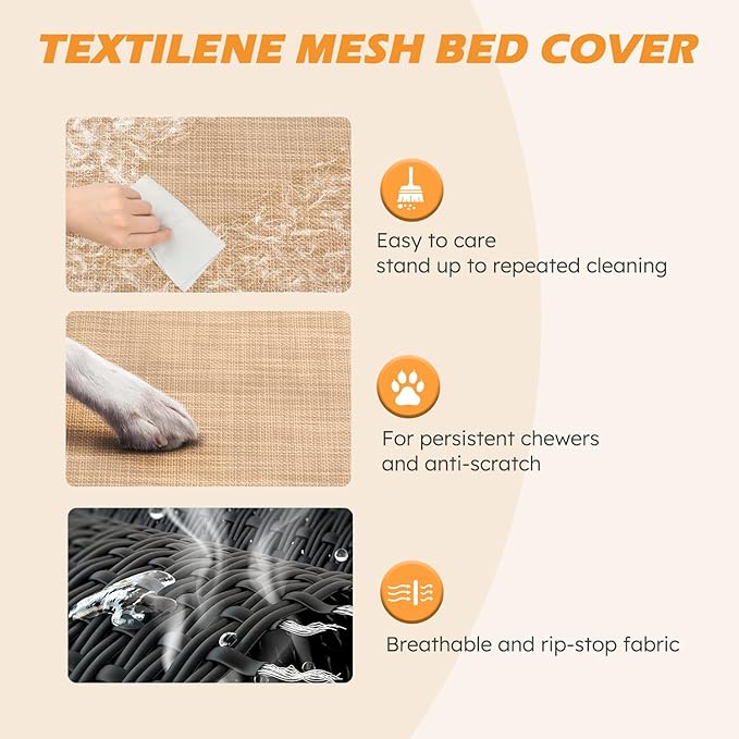 Cooling Elevated Dog Bed, Raised Dog Bed with Washable Breathable Mesh and Metal Frame, Portable Dog Cot Bed with No-Slip Feet for Outdoor and Indoor Use
