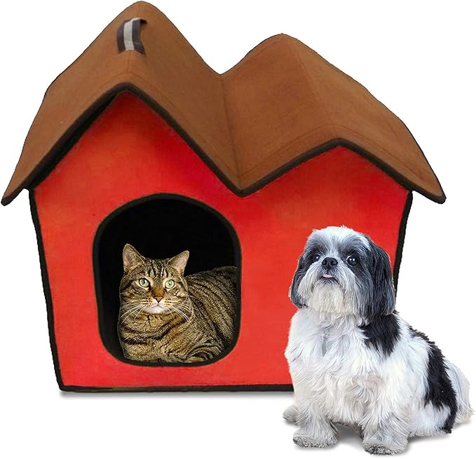 Penn-Plax ZH5 Dog Zipper House with Double Roof, Red