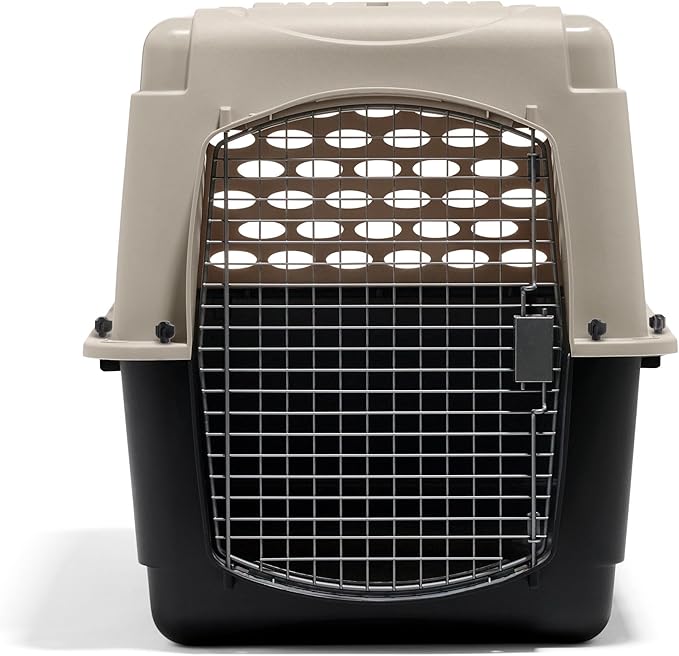 Petmate Vari Dog Kennel - Portable Crate for Pets 50-70 lbs - Airline-Friendly Pet Carrier - Durable Plastic Shell - For Home and Travel - Made in USA - 36 Inches - Taupe and Black