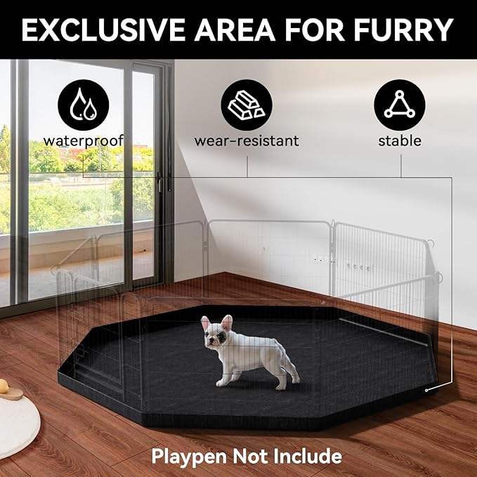 PJYuCien Dog Playpen Bottom Pad - Stabilize The Dog Play Pen, Easy to Clean and Waterproof, Fits Most 8 Panels 32 Inch Width Metal Dog Fence Octagonal Dog Playpen(Only PlayPen Bottom Pad, No Playpen)