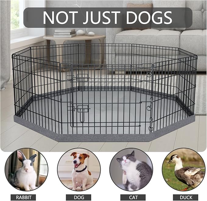 PETIME Foldable Metal Dog Exercise Pen/Pet Puppy Playpen Kennels Yard Fence Indoor/Outdoor 8 Panel 24" W x 36" H with Bottom Pad (with Bottom pad, 8 Panels 36" H)