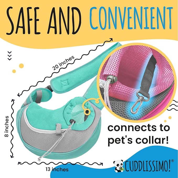 Pet Sling Carrier - Small Dog Puppy Cat Carrying Bag Purse Pouch - For Pooch Doggy Doggie Yorkie Chihuahua Baby Papoose Bjorn-Travel Front Backpack Chest Body Holder Pack To Wear (Teal-S)