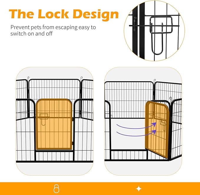 FDW Dog Playpen Dog Pen Dog Kennel 16 Panels 24 Inch Height Indoor Outdoor Folding Metal Portable Puppy Exercise Pen Heavy Duty Dog Fence for Yard Camping,Black
