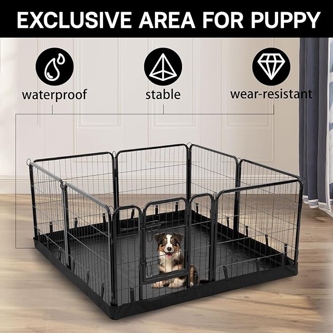 PJYuCien Dog Playpen Plus Storage Bag,24" H 8 Panels Puppy Pen with Square Bottom,Heavy Duty Dog Fence for Puppies/Small Dogs