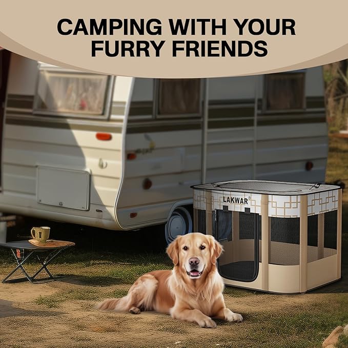 Upgraded Dog Playpen Outdoor Indoor, Portable Foldable Pet Playpen for Dogs, Cats, Small Animal, Great for Travel and Camping, Including Carrying Case (Large)