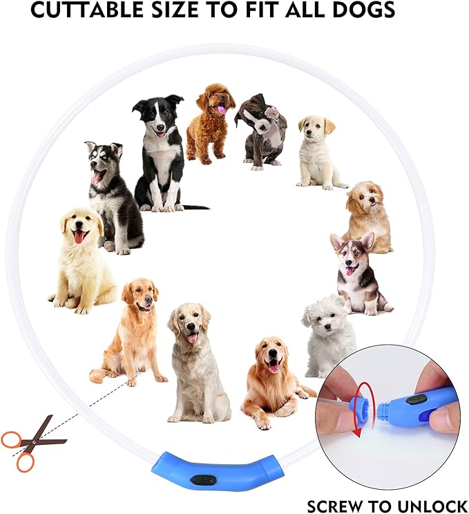 LED Dog Collar, Rechargeable Light Up Dog Collars,IP67 Waterproof Dog Lights for Night Walking,Adjustable, Reusable Safety Necklace for Small Medium Large Dogs (Pink)