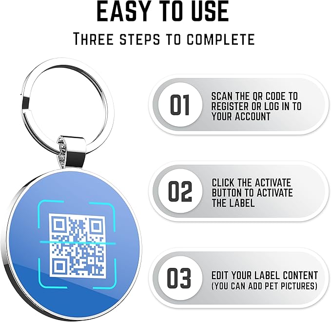 QR Code Dog Tag,Dog Tags Personalized for Pets, Custom Dog Name ID Tags Personalized Dog and Cat Tags -Free Online&Scan QR Receive Instant Location Alert Email