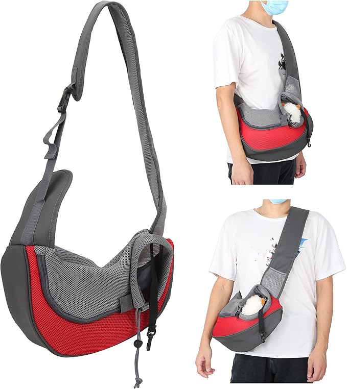 Pet Dog Sling Carrier Portable Wearresistant Puppy Carrier Bag with Breathable Mesh Pet Carry Bag for Dogs Suitable for Traveling Outdoor Adjustable Strap