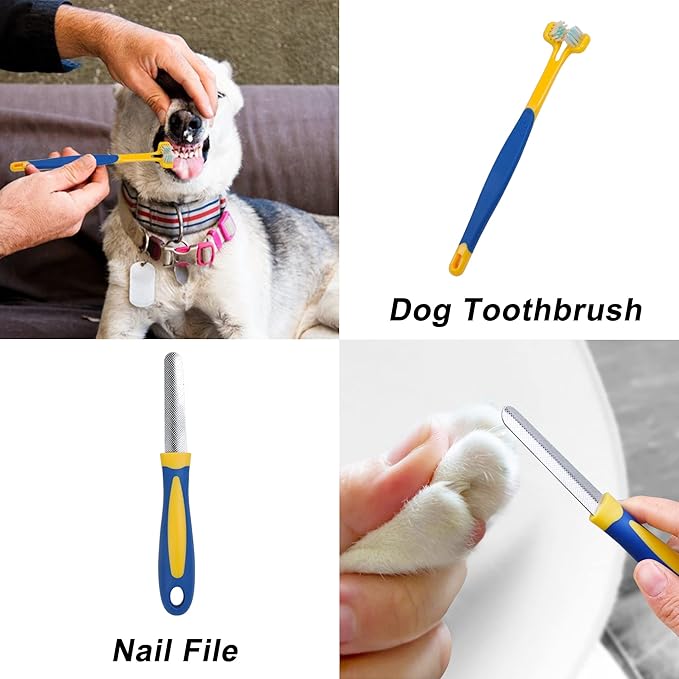 Dog Grooming Kit: 8-Piece Set with Slicker Brush, Deshedding Tools, Flea Comb, and Double-Sided Grooming Comb