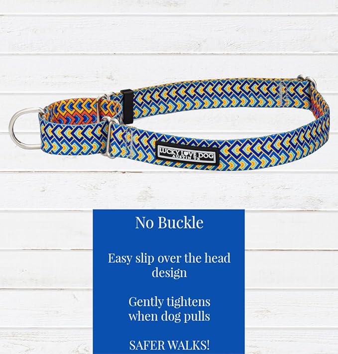 Lucky Love Dog Martingale Dog Collar - Adjustable, No-Slip, Durable, & Soft Webbing Dog Collar for Male and Female Dogs Ideal for Training & Walking - Stylish Murphy Pattern, Large Size