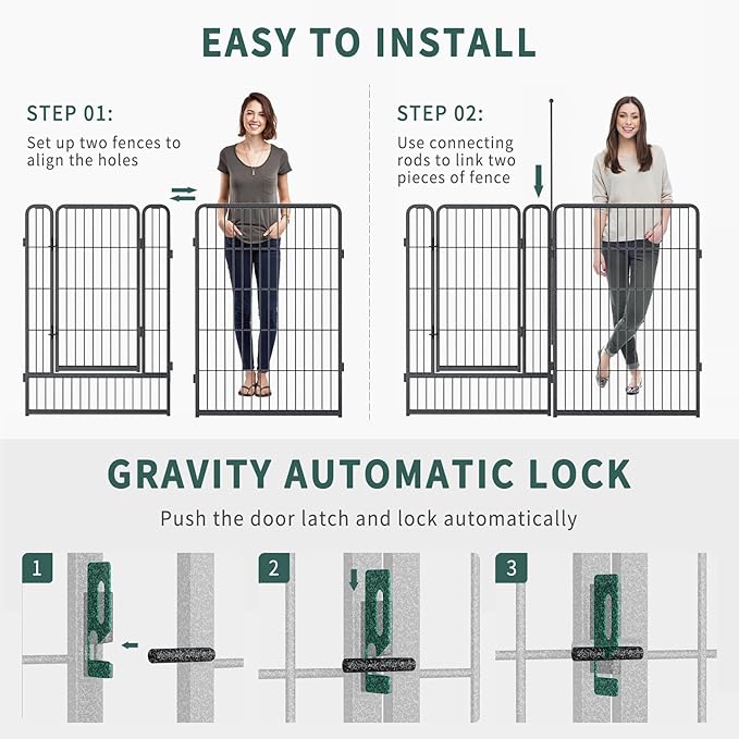 Musen Dog Playpen Outdoor, 16 Panels Dog Pen 40" Height Dog Fence Exercise Pen with Doors for Large/Medium/Small Dogs, Portable Pet Playpen for Yard, RV, Camping, Hammer Paint Finish
